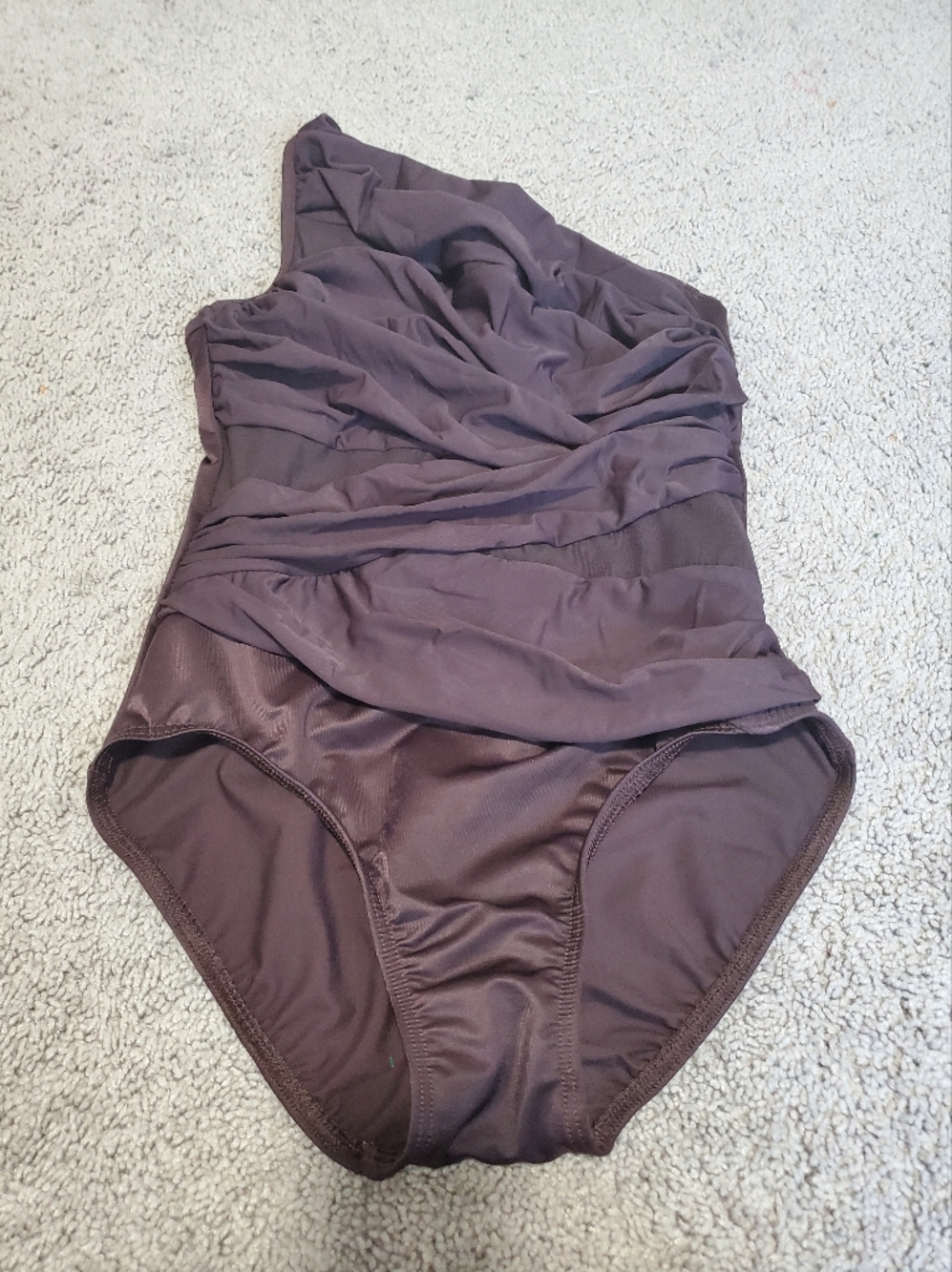 Miraclesuit Brown One Shoulder Ruched One Piece Swimsuit Size 8